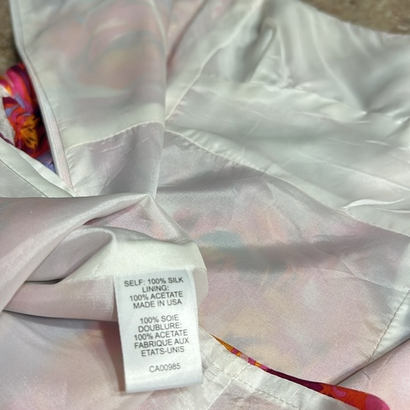 🇺🇸Nanette Lepore Silk floral lined dress .Square neck , ruching ,fit and flare - Picture 5 of 13